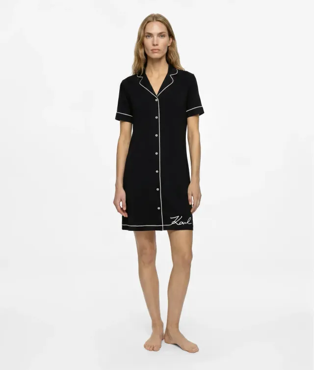Karl Lagerfeld Signature Pyjama-Hemdkleid Knopfleiste