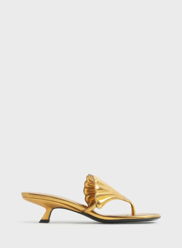 Mugler Gold Shell Mule 45 Mules Gold Lammleder
