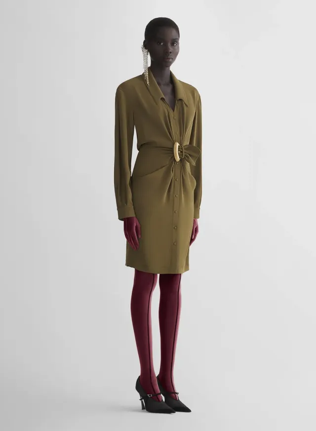 Mugler Re/Edit Cow-Boy Hemdkleid Krepp Knielang