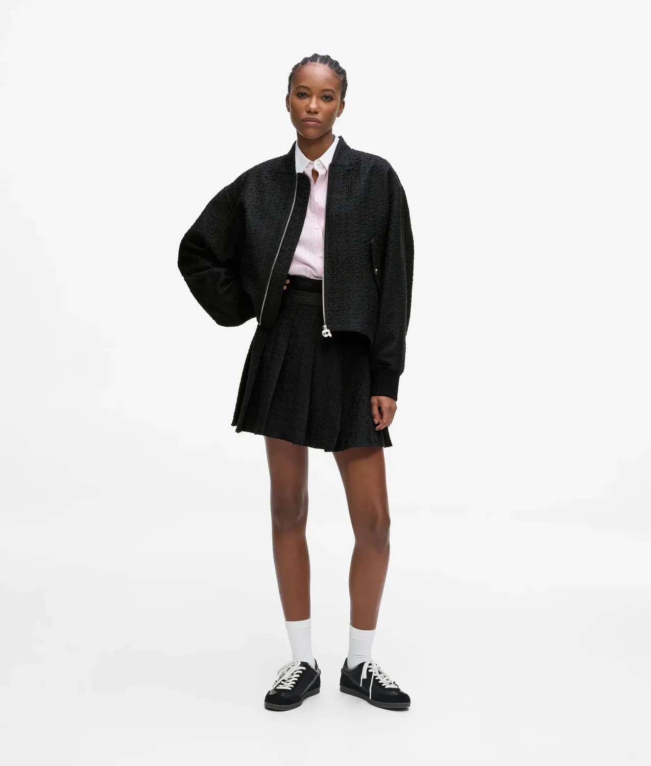 Karl Lagerfeld Ikon Bouclé Bomberjacke mit Rippbündchen