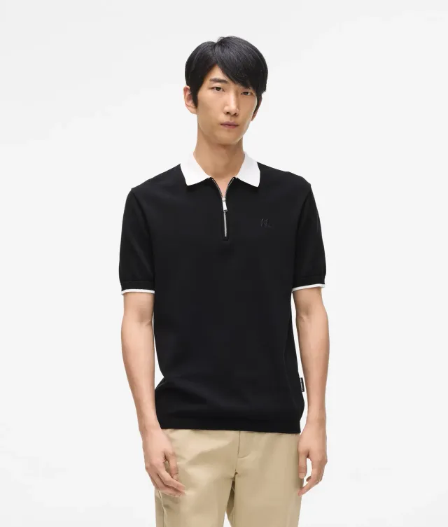 Karl Lagerfeld Contrast Collar Polohemd mit Zip