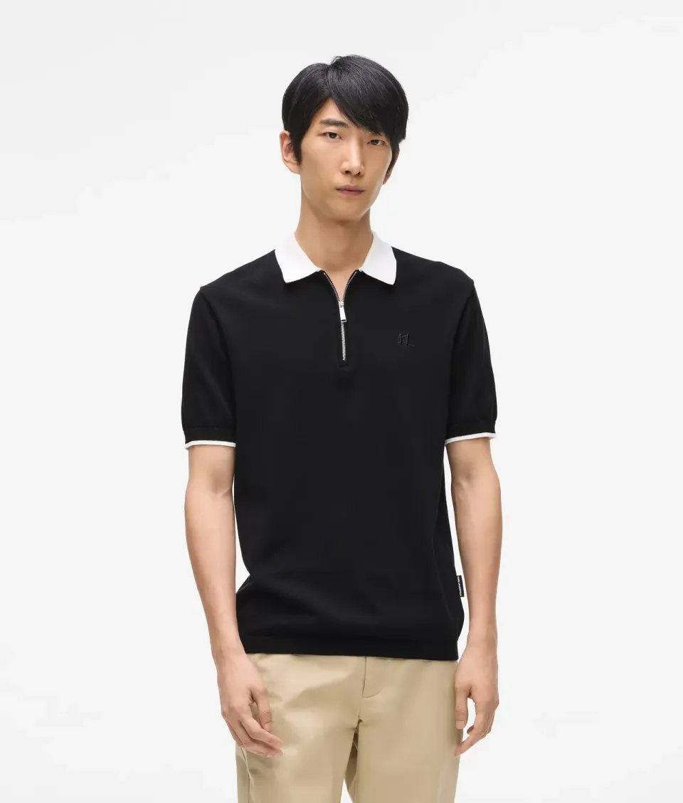 Karl Lagerfeld Contrast Collar Polohemd mit Zip