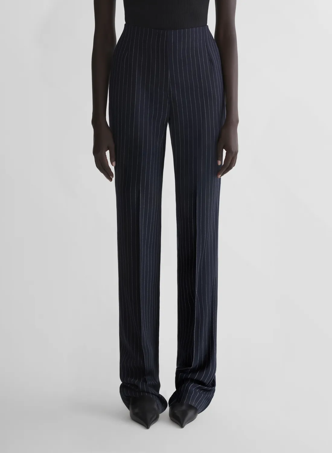 Mugler re/edit les salades Hose Nadelstreifen Wolle