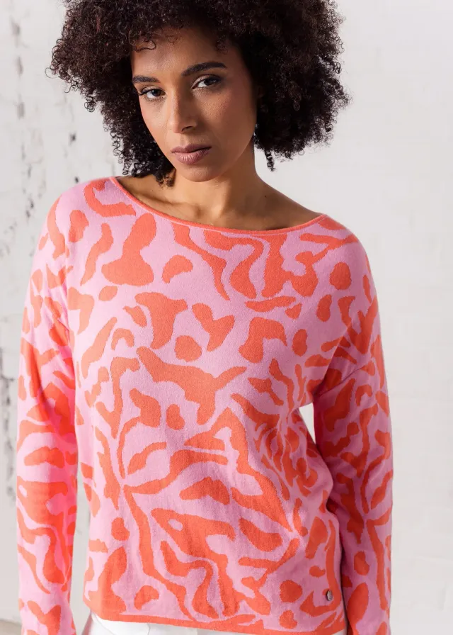 Senatex Jacquard Pullover Animalprint Aurora Combo Bio-Baumwolle