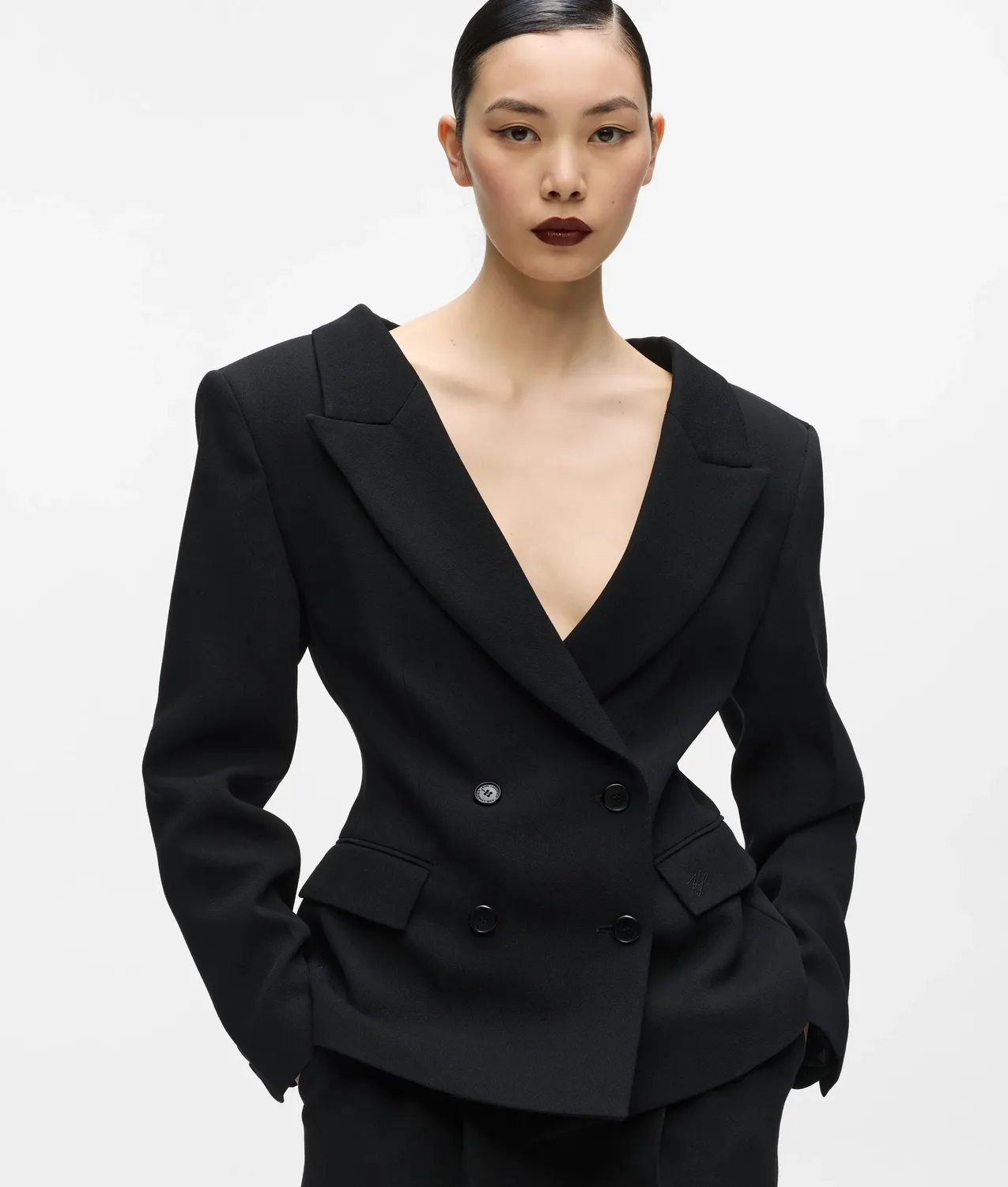 Karl Lagerfeld KL Studio Wide Shoulder Blazer Wolle Zweireiher