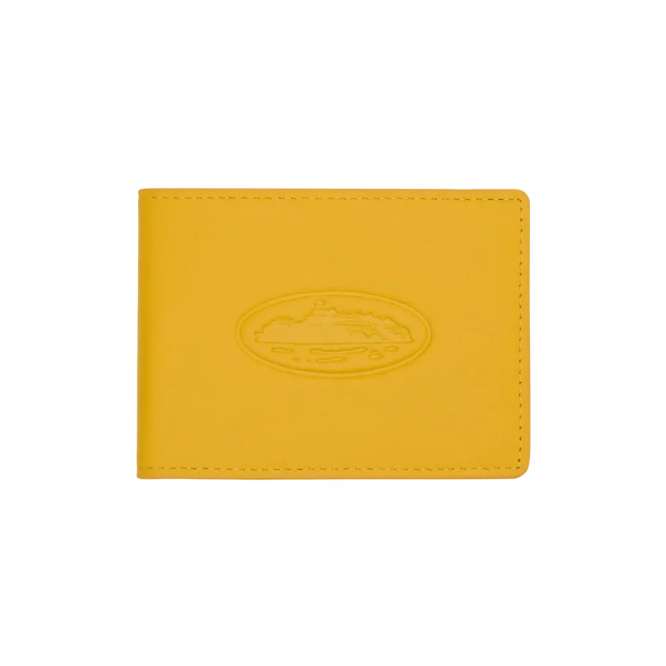 Corteiz Island Leather Card Holder Kartenetui gelb RFID