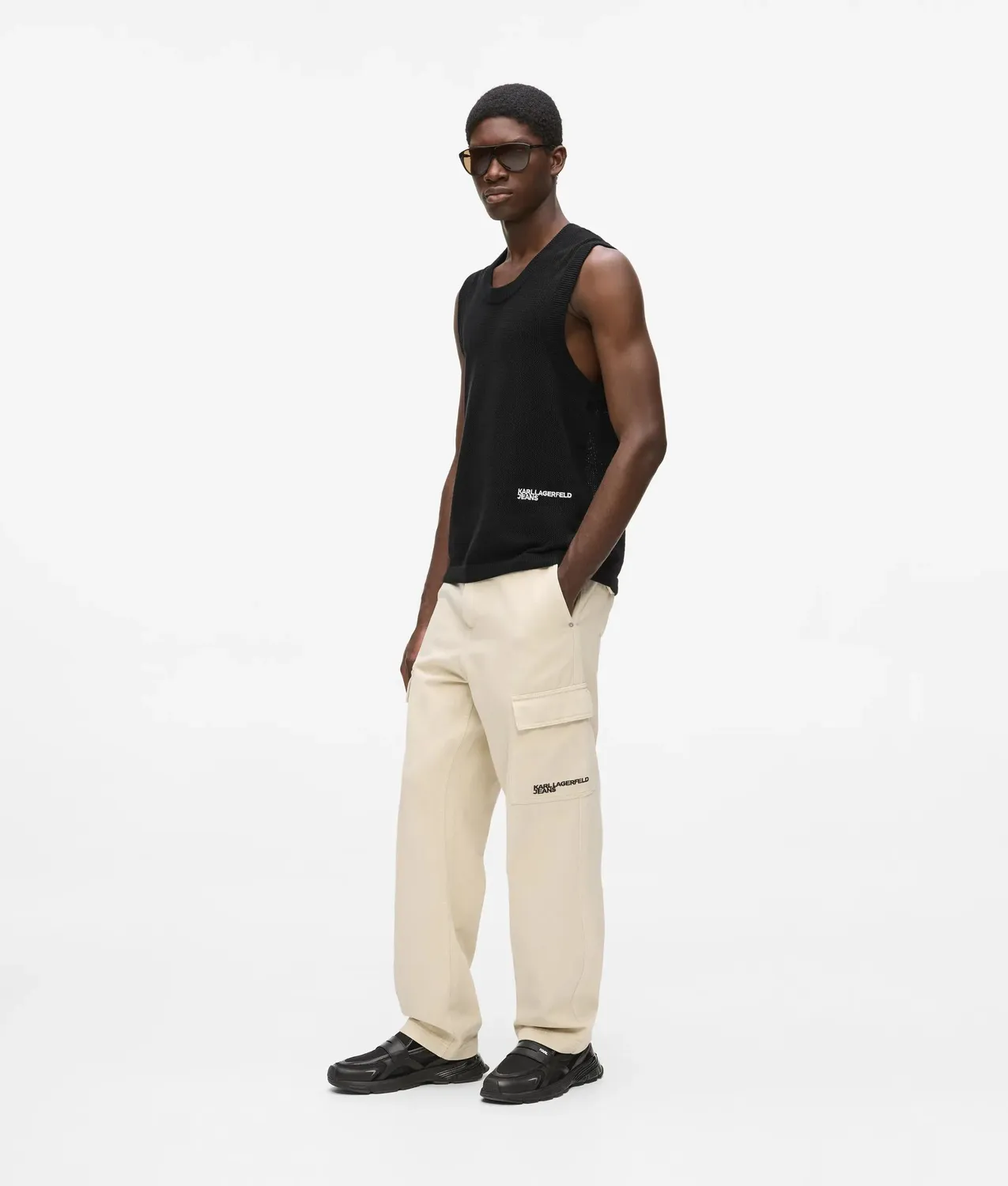 Karl Lagerfeld KL Jeans Knit Tank Top Sticklogo Ripp
