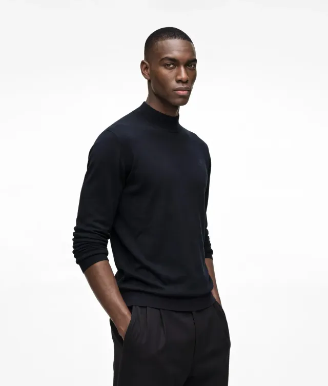 Karl Lagerfeld Woll Rollkragenpullover Stickerei