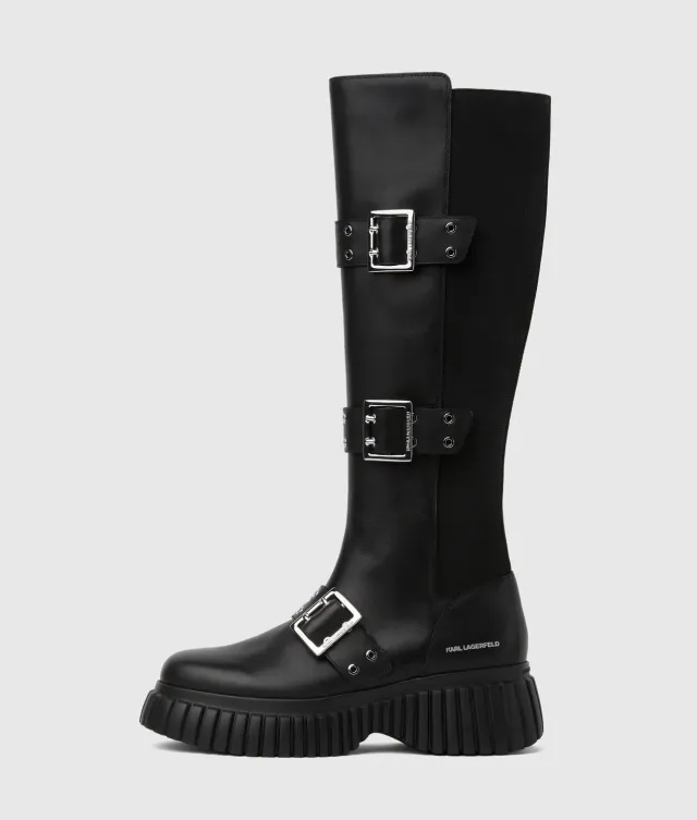 Karl Lagerfeld Kreeper Wedge Stiefel Tri-Buckle Leder Gr.4-10