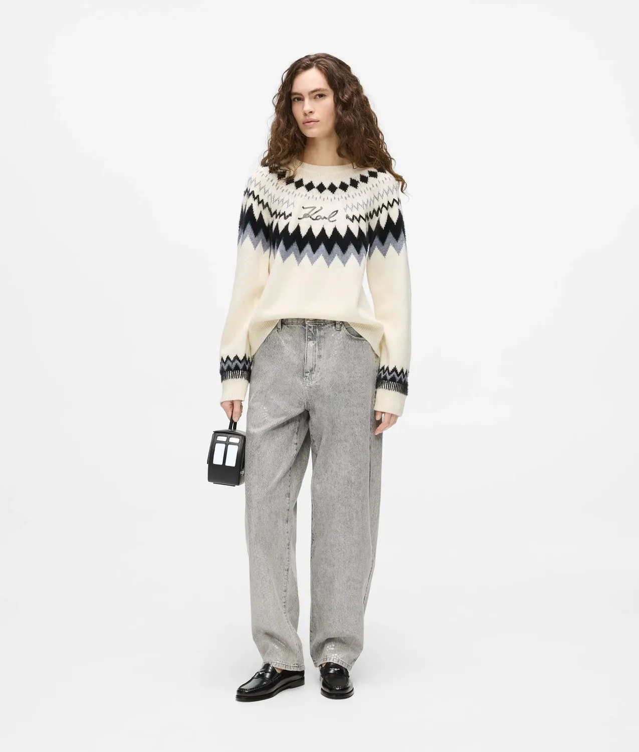 Karl Lagerfeld Alpine Strickpullover Wolle Pailletten
