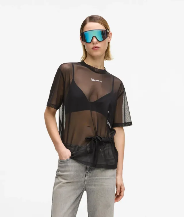 Karl Lagerfeld KL Jeans Mesh T-Shirt Damen schwarz
