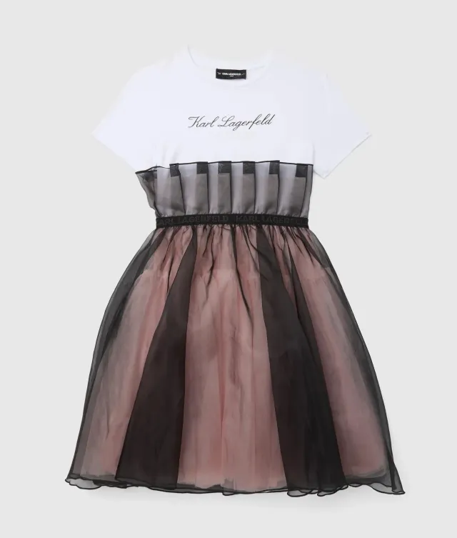 Karl Lagerfeld Girls Mesh Kleid Metallic-Logo
