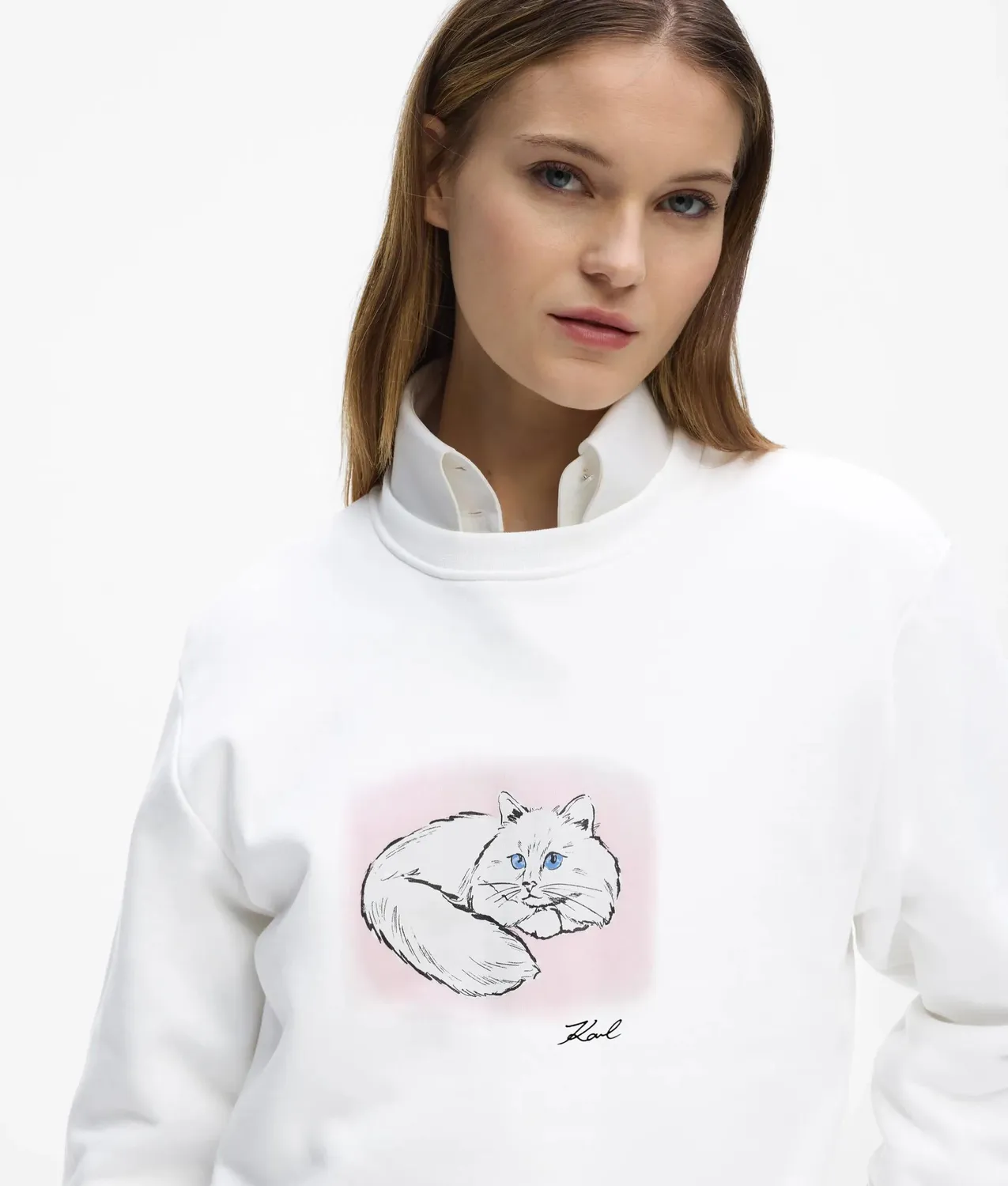 Karl Lagerfeld Illustrated Portrait Sweatshirt Baumwolle