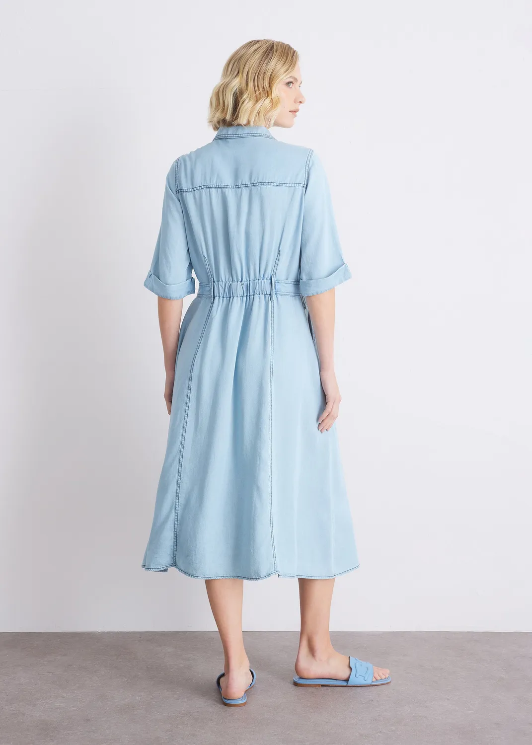 Senatex Hemdblusenkleid Lyocell Ice Midi Bindegürtel
