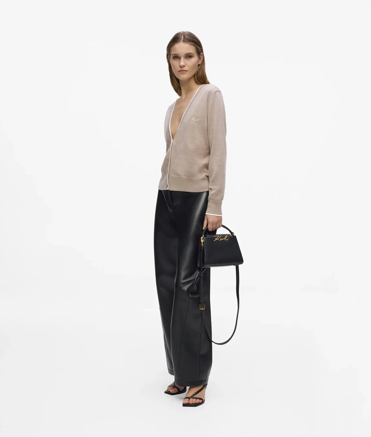 Karl Lagerfeld Merino Cardigan V-Ausschnitt Stick Damen