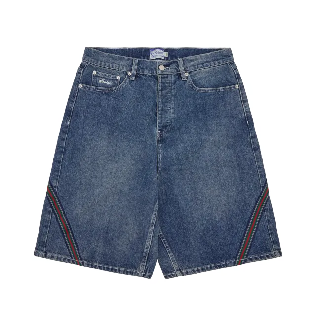 Corteiz Savoy Denim Shorts Chalk Wash gerade