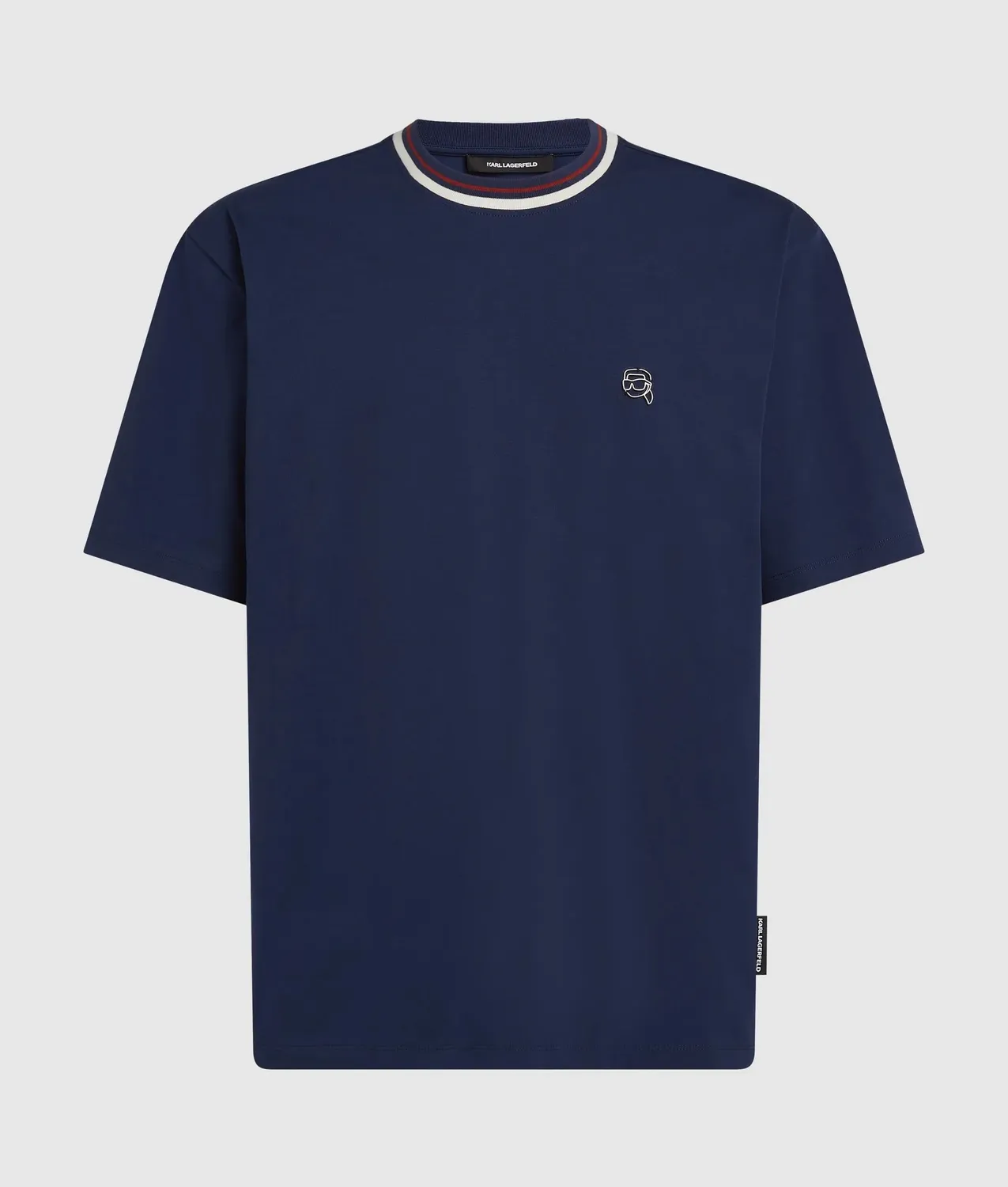 Karl Lagerfeld Ikon Striped Neck T-Shirt Bio-Baumwolle