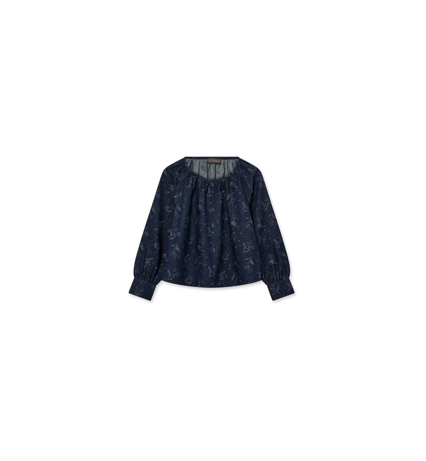 Mos Mosh MMHPoise Jacquard Bluse Dark Blue Denim Baumwolle Oversize