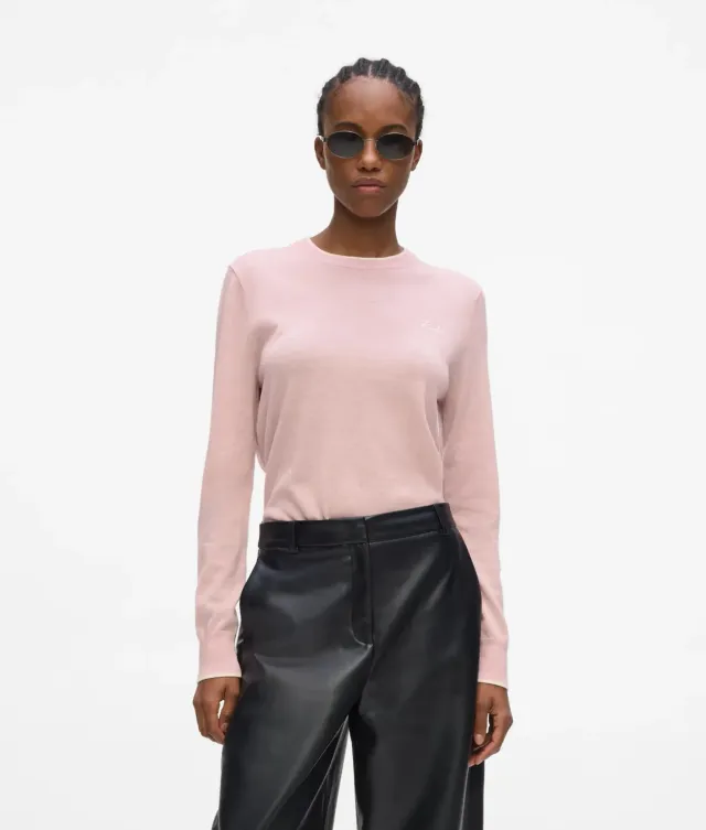 Karl Lagerfeld Merino Crewneck Pullover Wolle Kontrastpaspel