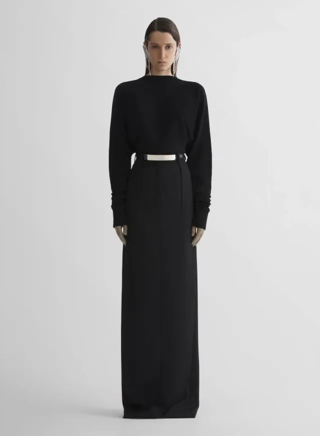 Mugler Tailored Long Skirt Maxirock Schwarz Woll