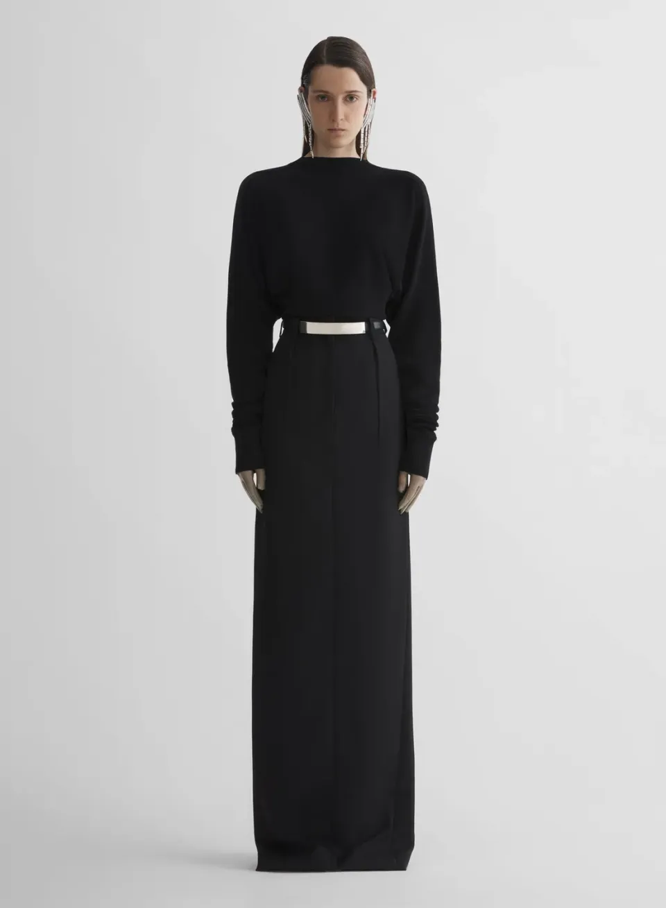 Mugler Tailored Long Skirt Maxirock Schwarz Woll