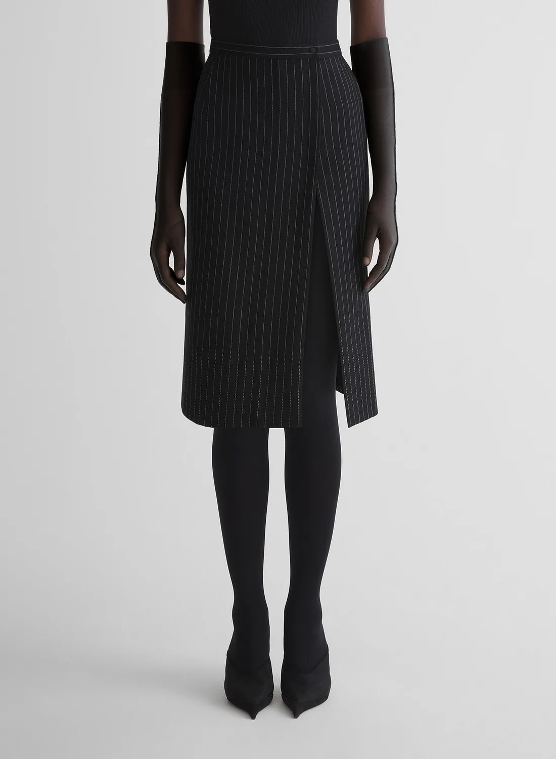 Mugler Re/Edit Lingerie Bleistiftrock Nadelstreifen