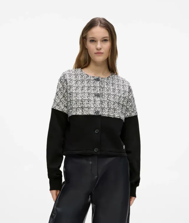 Karl Lagerfeld Bouclé Jersey Cardigan Strickjacke beige