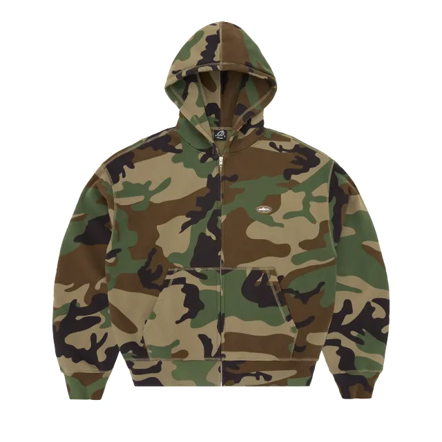 Corteiz Mini Island Zip Hoodie Woodland Camo Fleece
