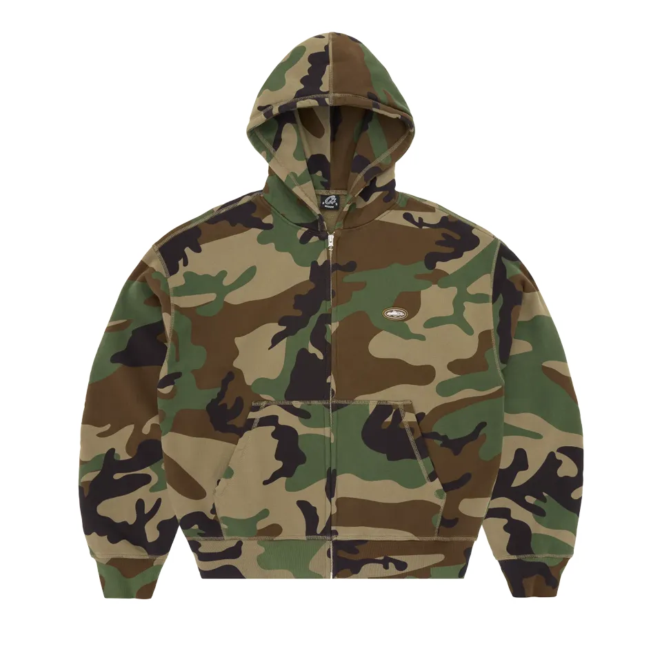 Corteiz Mini Island Zip Hoodie Woodland Camo Fleece