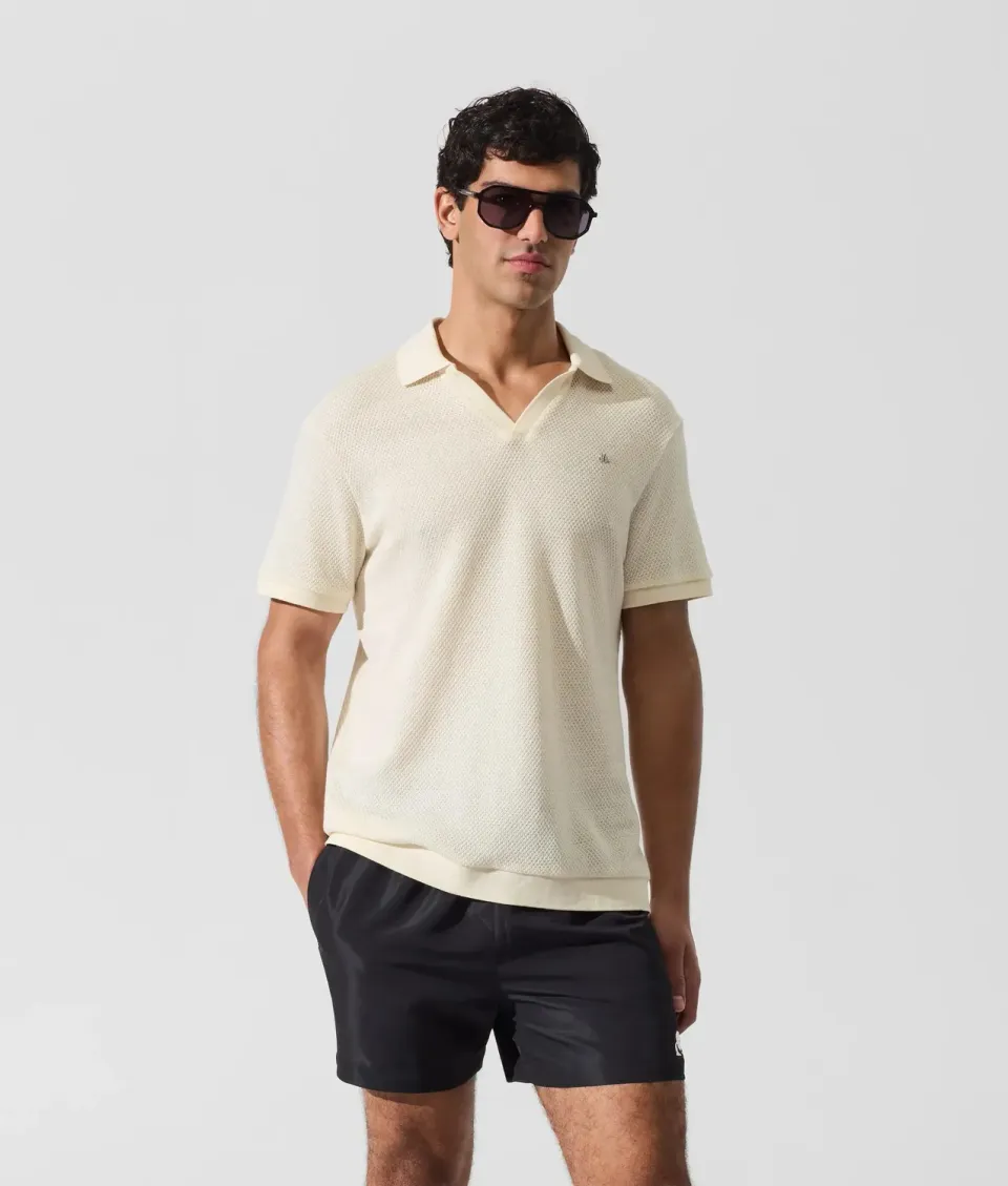 Karl Lagerfeld Monogram Crochet Polo Shirt Herren M