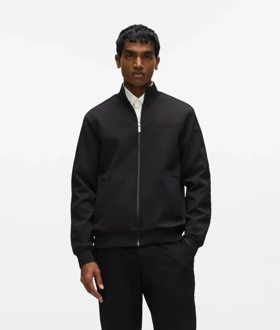 Karl Lagerfeld Zip Jacke Metallic-Trim Stehkragen Monogramm