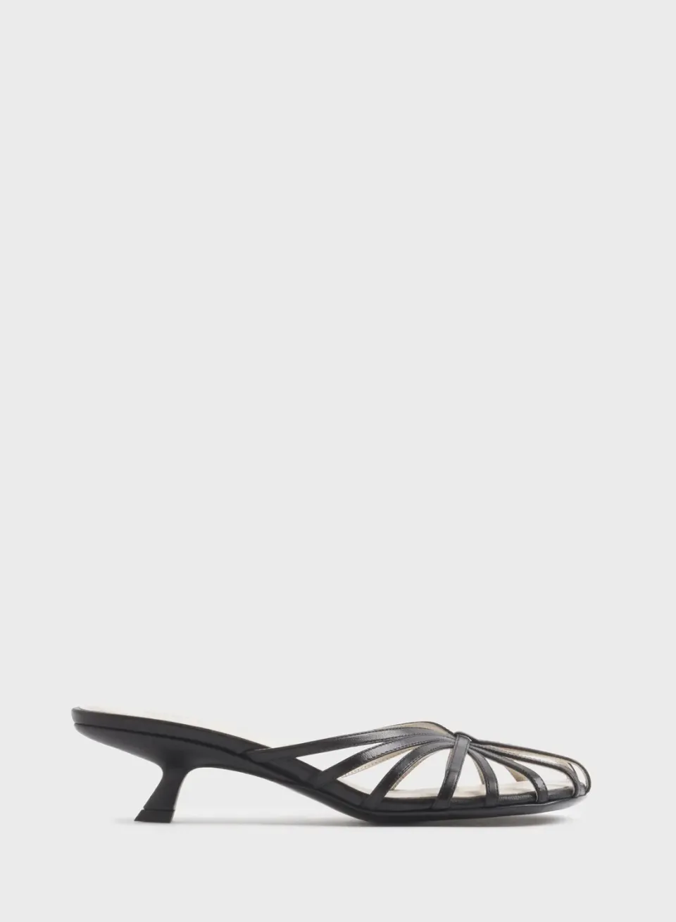 Mugler Knotted Strap 45 Mules Schwarz Lammleder