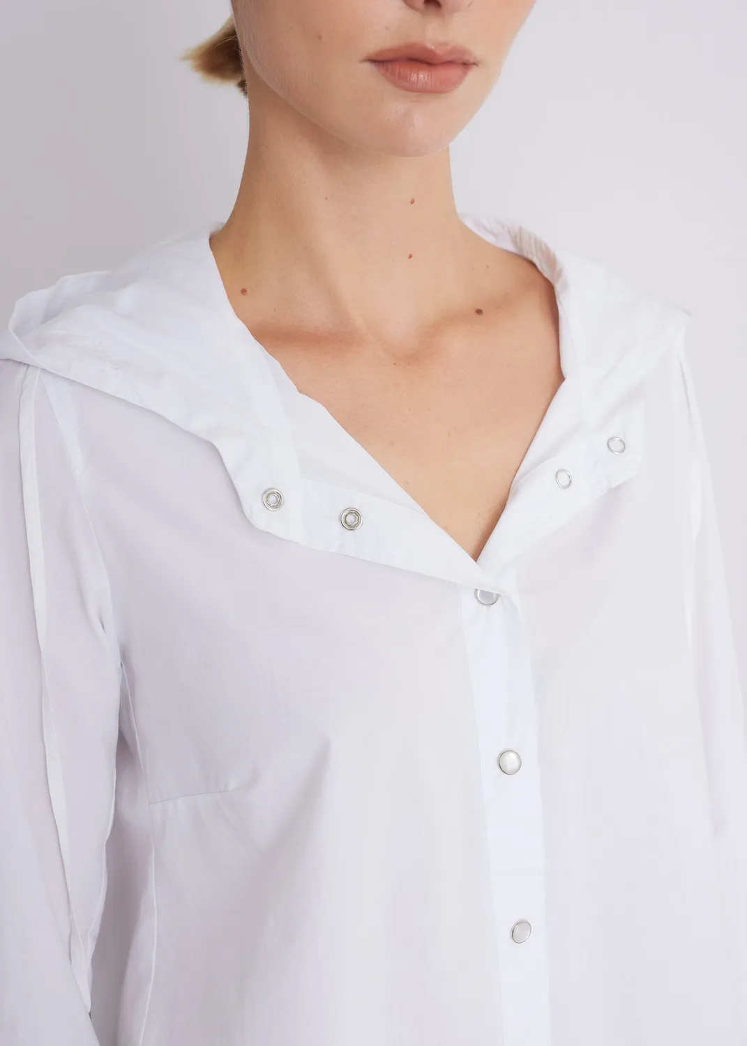 Senatex Bluse Kapuze OCS-Baumwollbluse Weiß