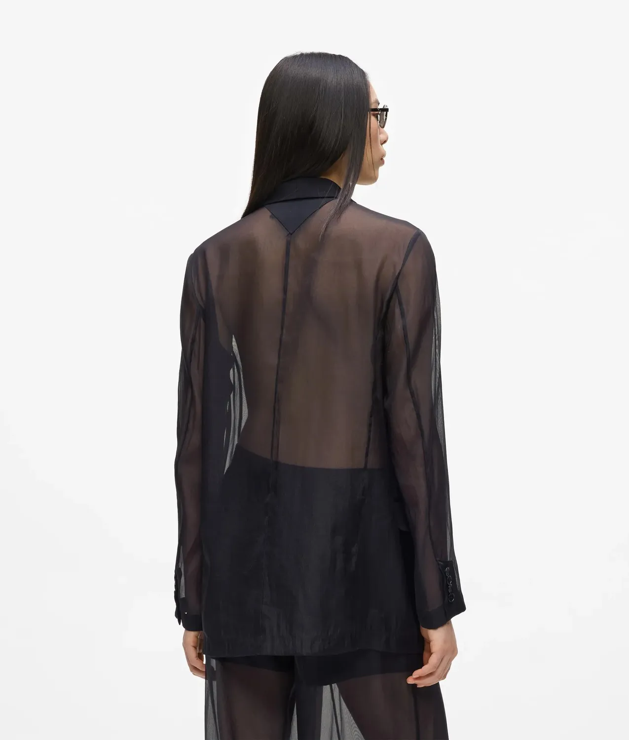 Karl Lagerfeld Organza Blazer Damen transparent Einreiher