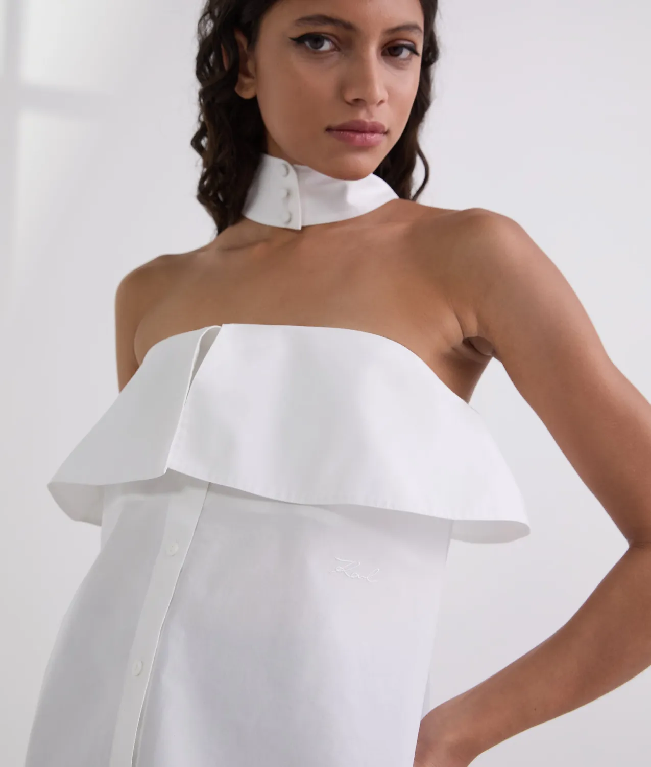 Karl Lagerfeld Strapless Poplin Bluse trägerlos