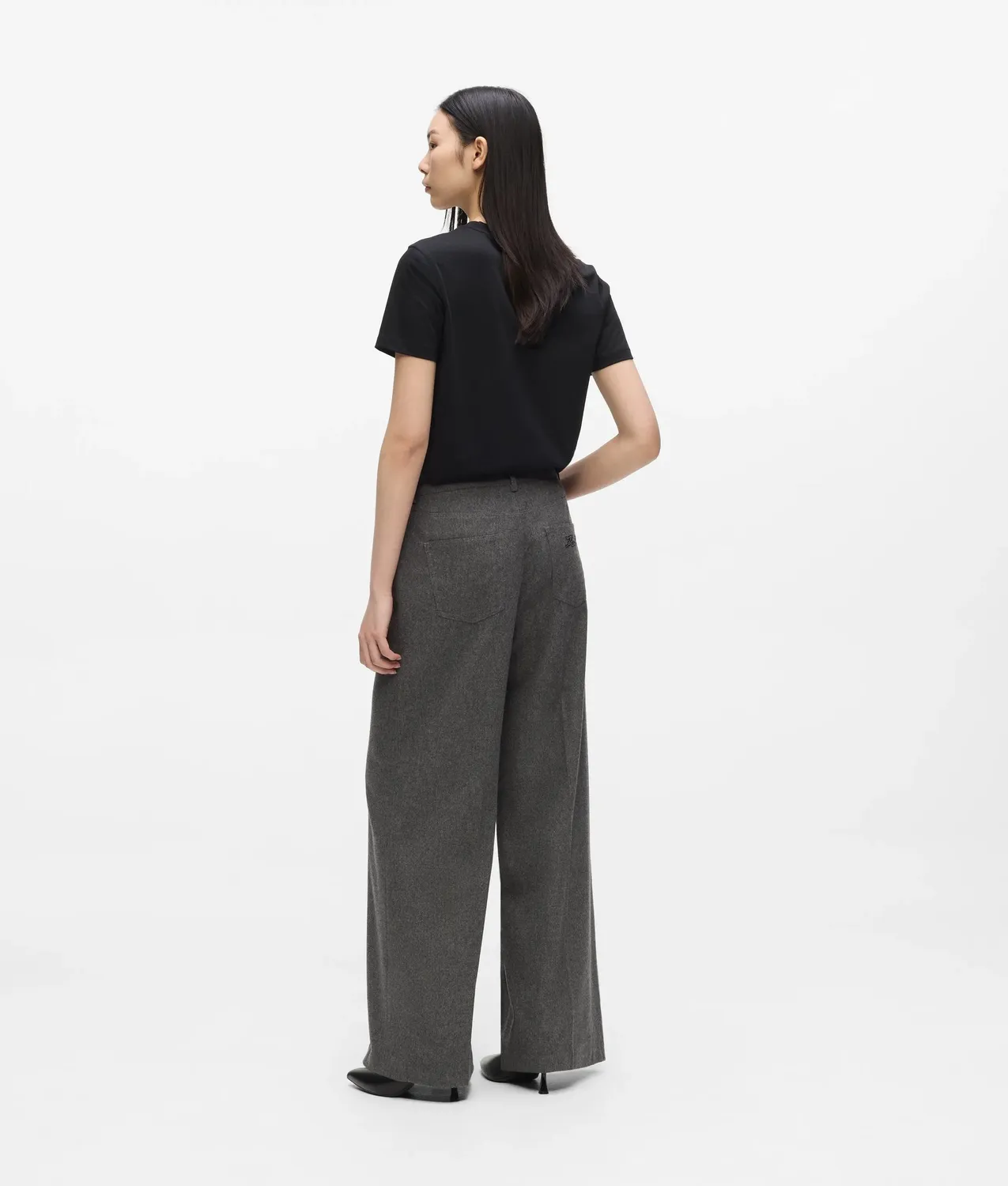 Karl Lagerfeld Wide-Leg Flanell Hose Damen Schwarz weit