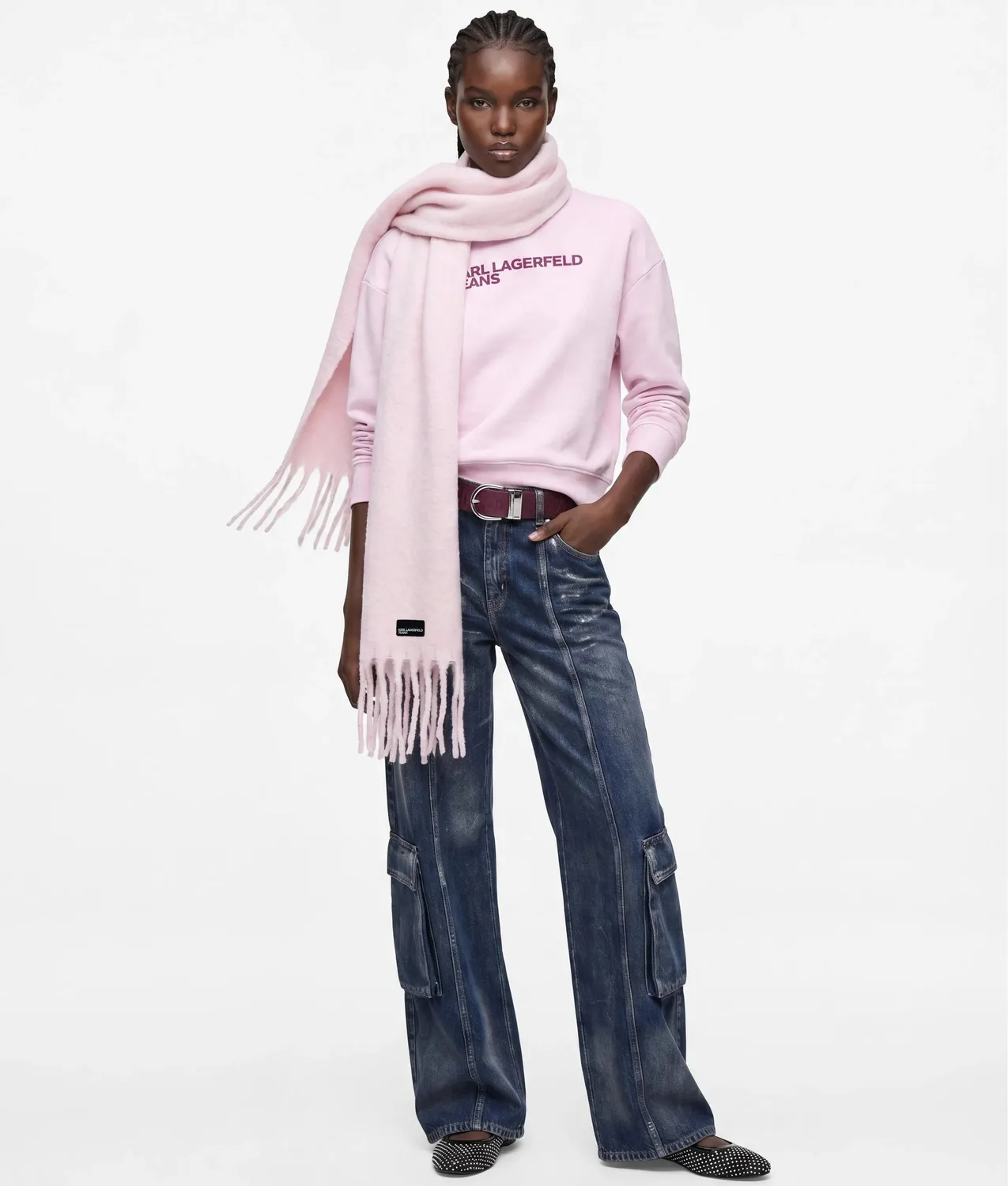 Karl Lagerfeld Jeans Fransenschal flauschig Einheitsgröße