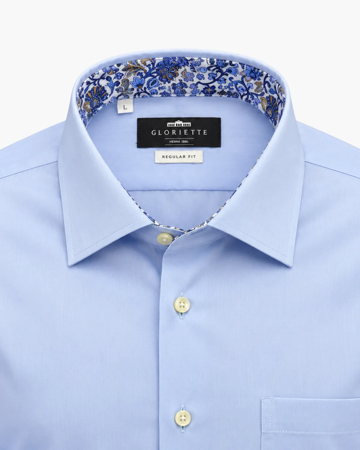 Gloriette Regular Fit Hemd Hellblau Blumenmuster Iron Free