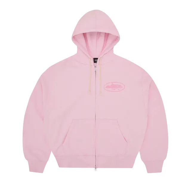 Corteiz Island Knockout Zip Hoodie Pink Baumwolle