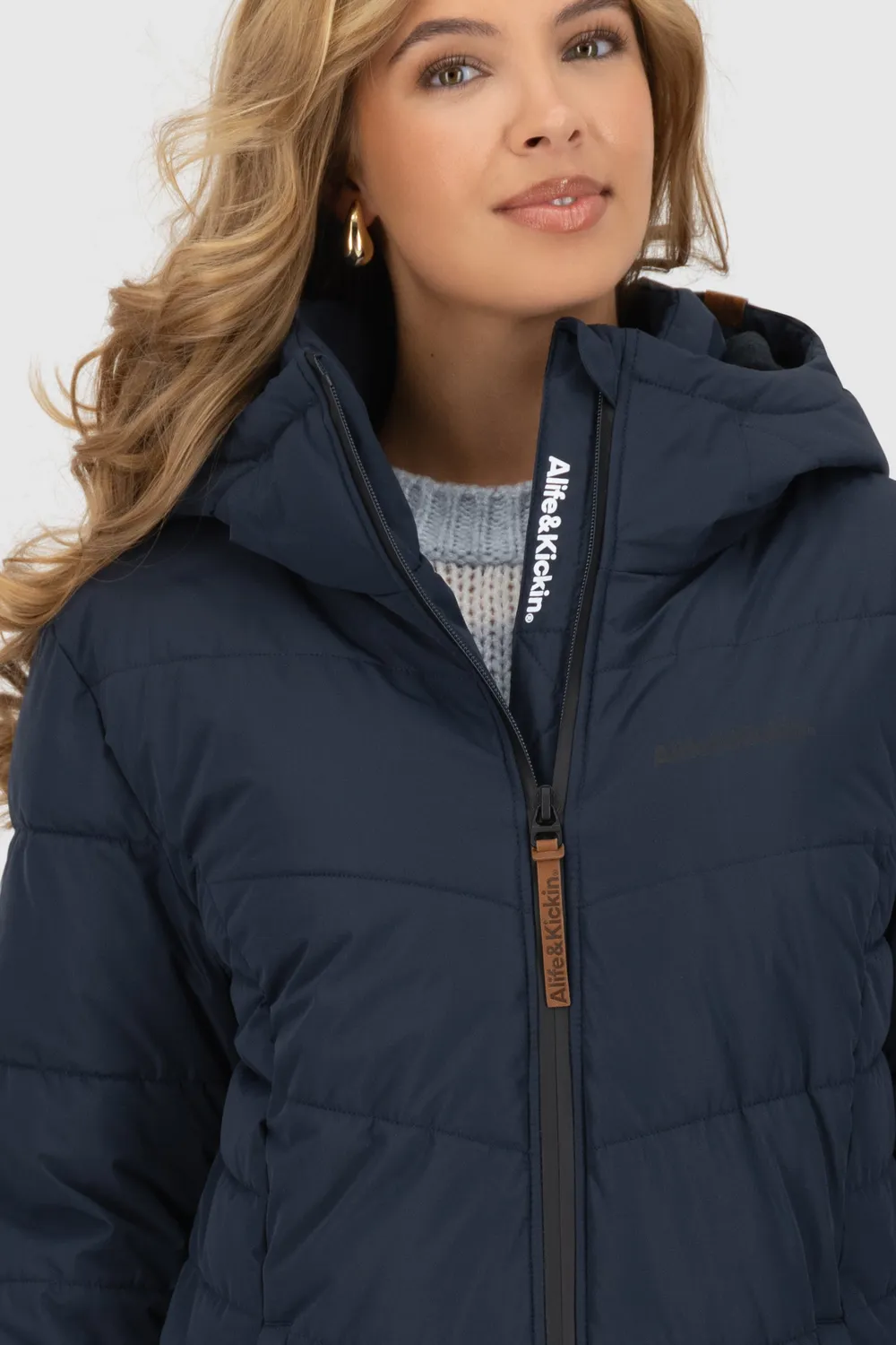 Alife & Kickin JuaAK A Puffer Coat Dunkelblau lang