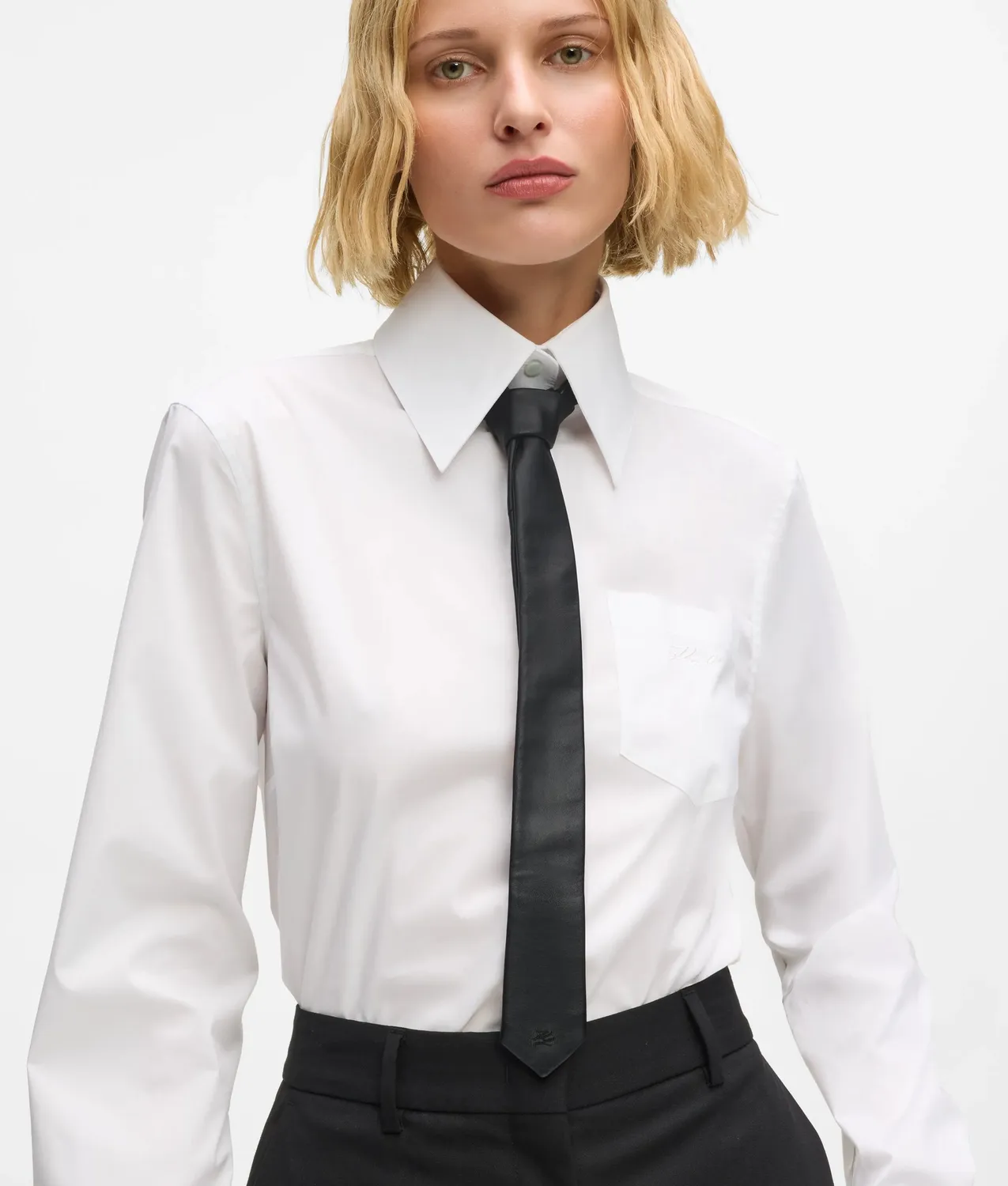 Karl Lagerfeld K/Autograph Krawatte Leder schwarz
