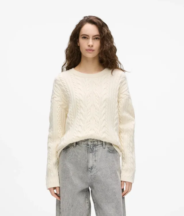 Karl Lagerfeld Chunky Cable Knit Pullover Zopfstrick warm