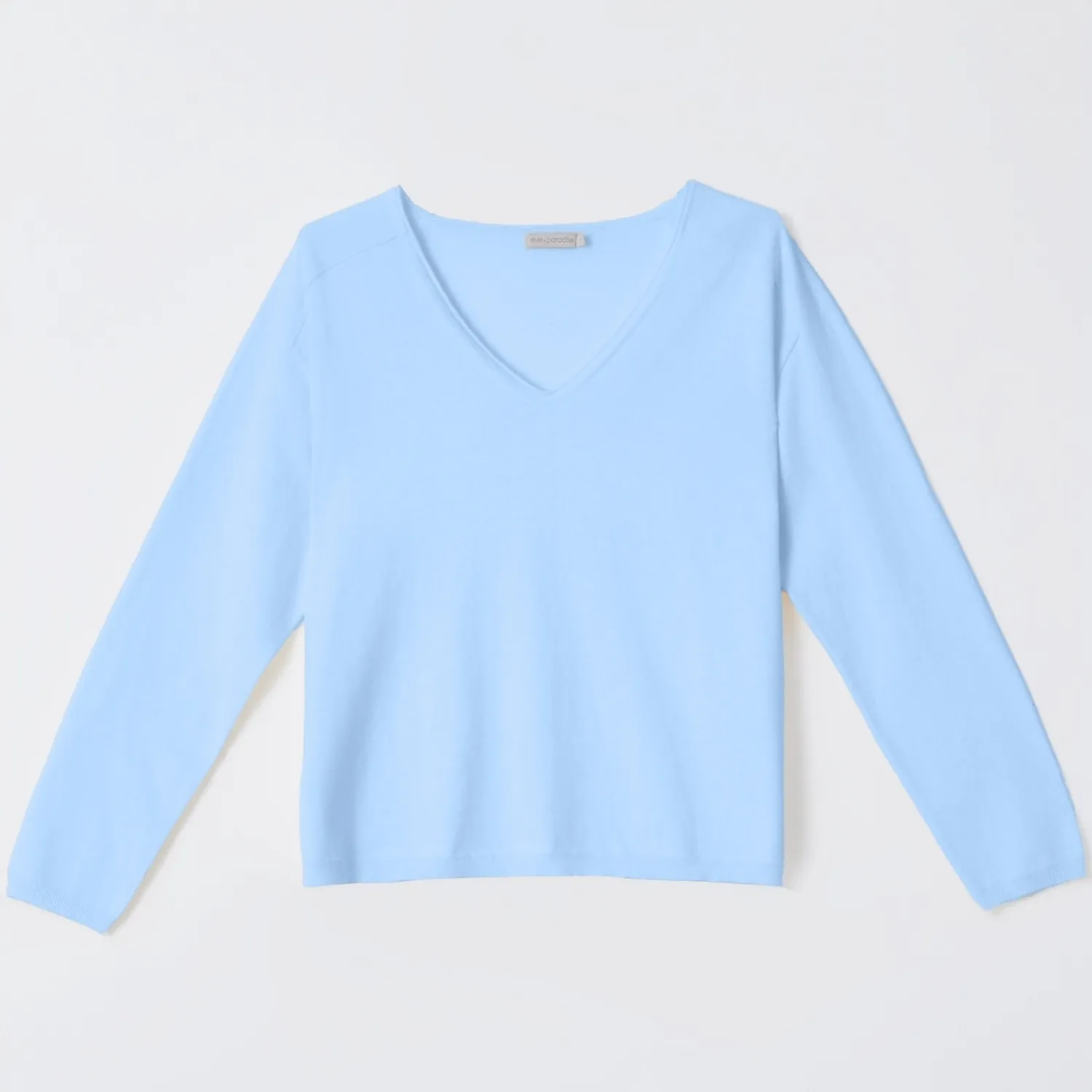 Senatex V-Ausschnitt-Pullover Baumwoll-Kaschmir Frost