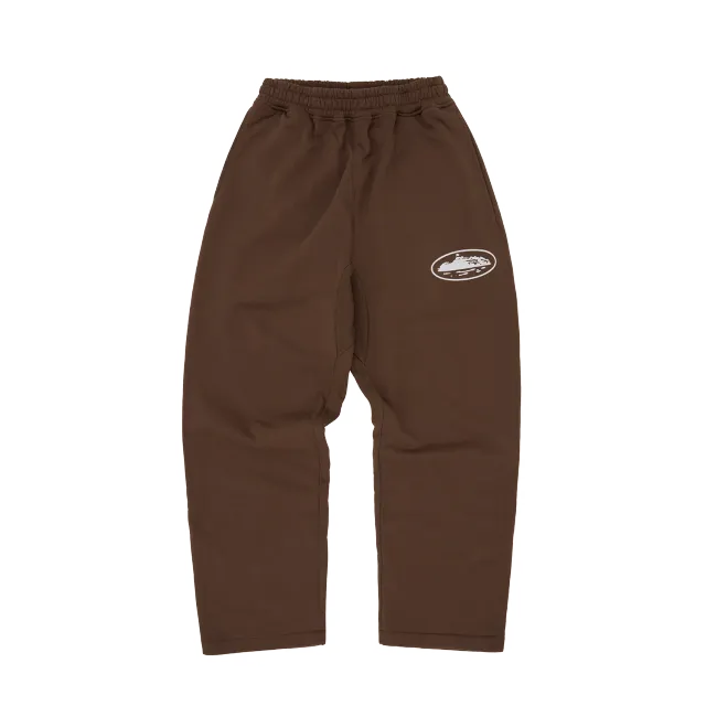 Corteiz Island Puff Print Sweathose Braun Baumwolle
