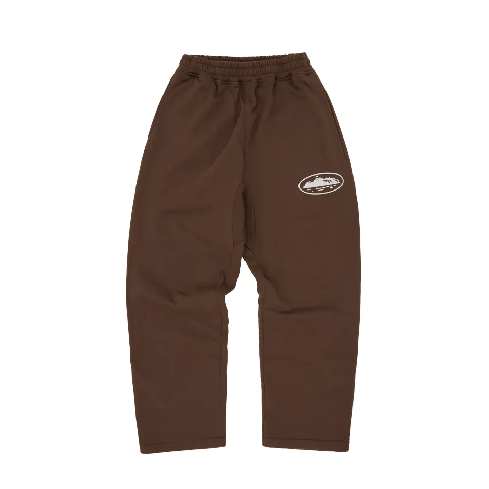 Corteiz Island Puff Print Sweathose Braun Baumwolle