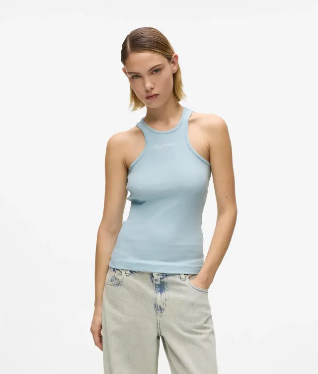 Karl Lagerfeld Ribbed Logo Tanktop Damen Rippstrick