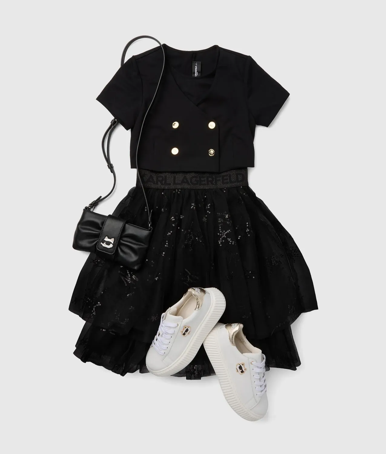 Karl Lagerfeld Kids Sequin Mesh Kleid Pailletten Festlich