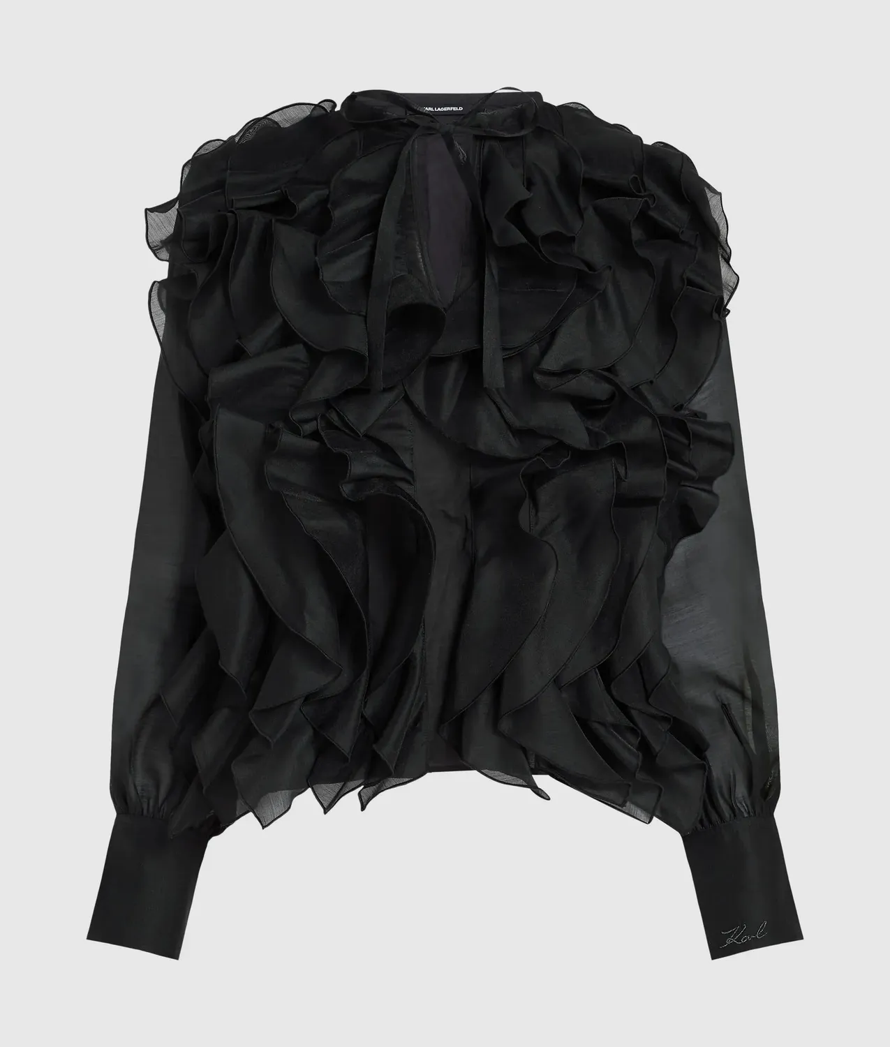 Karl Lagerfeld Organza Ruffle Bluse Rüschen kragenlos