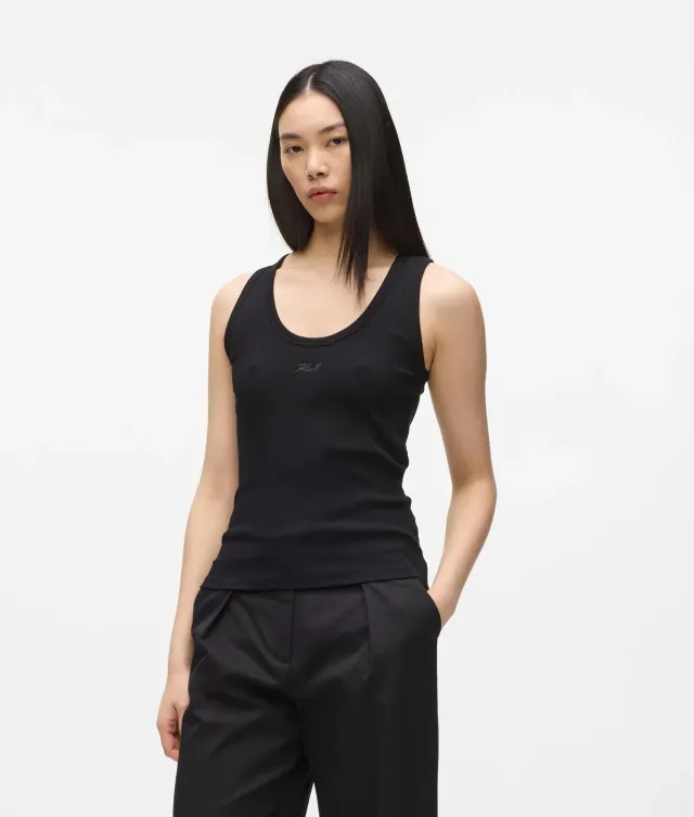Karl Lagerfeld Signature Tanktop Stretch Rundhals