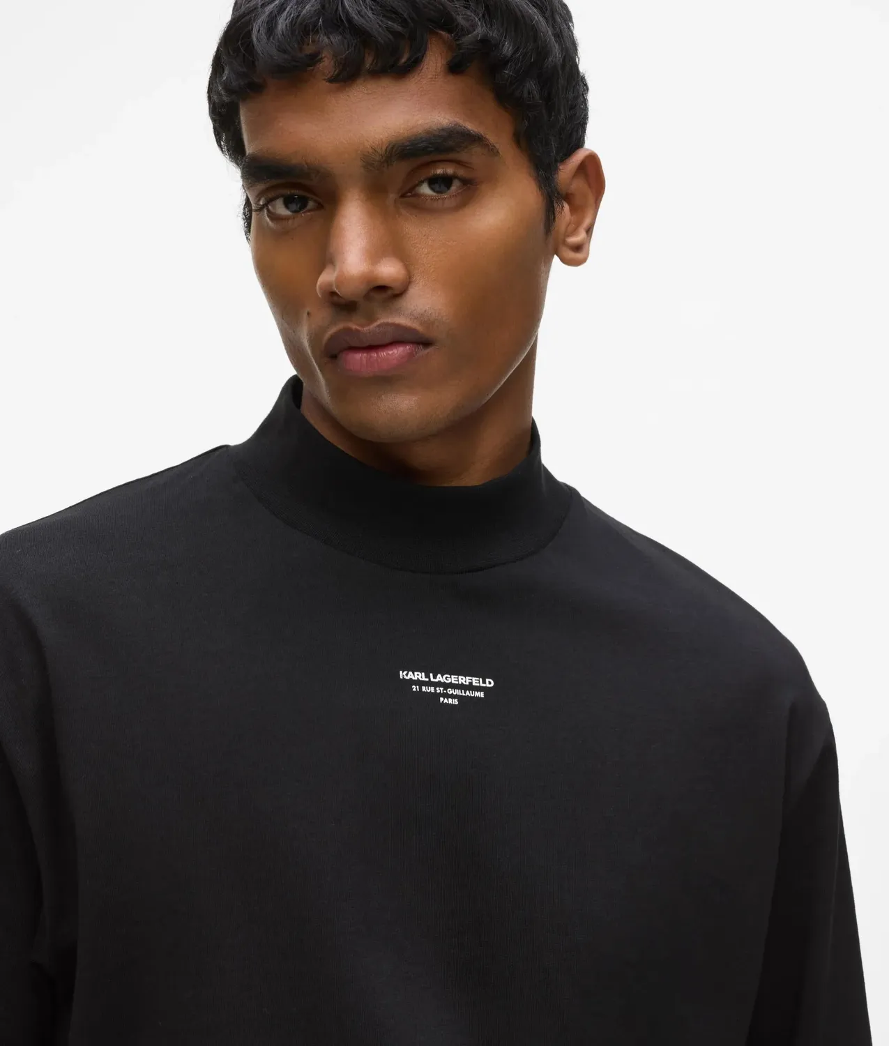 Karl Lagerfeld Mock-neck T-Shirt Herren Logo Jersey